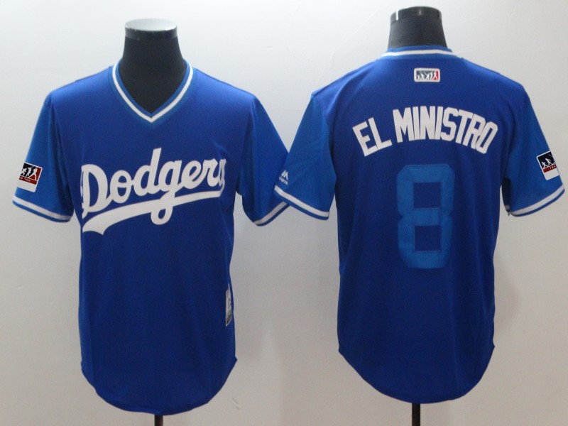 2018 Men Los Angeles Dodgers #8 El Ministro blue New Rush MLB jerseys